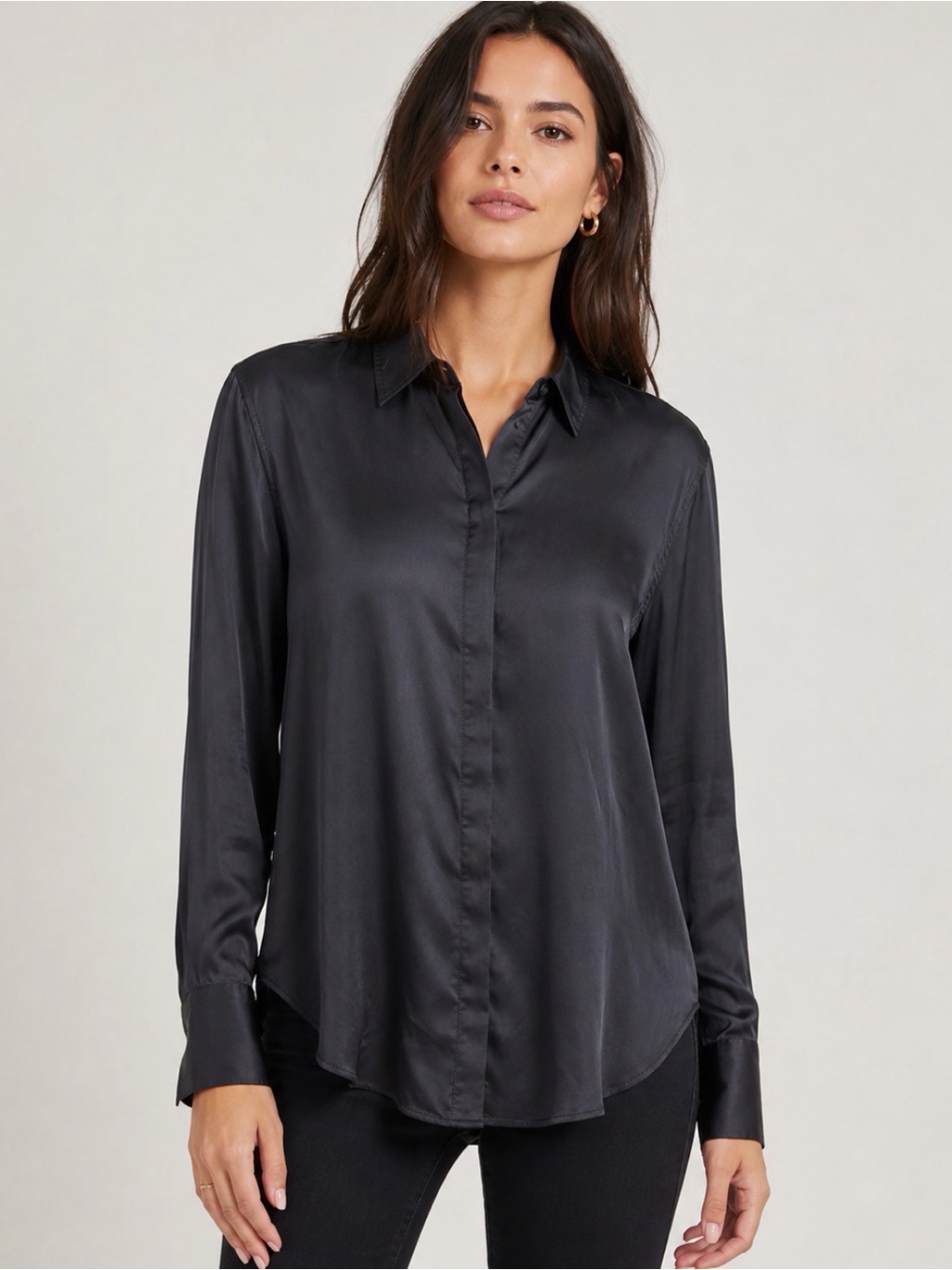 Rag & Bone Navy Blue Silk Button Front Shirt M